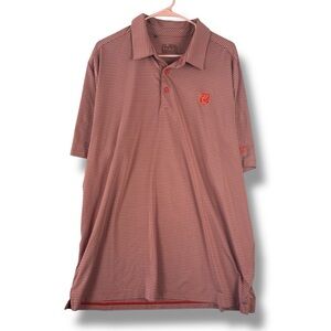 Under Armour Polo Shirt Mens 2XL XXL Red Striped HeatGear Casual Golf